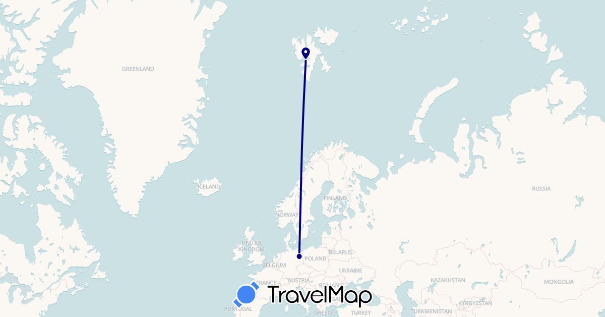TravelMap itinerary: driving in Germany, Svalbard and Jan Mayen (Europe)